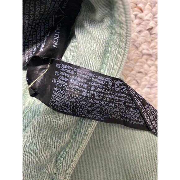 Zara The Marine High-Rise Straight Wide Leg Raw Hem Lime Green 4 - Picture 10 of 10